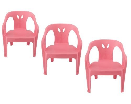 3 Cadeiras Mini Poltrona Infantil de Plástico Rosa