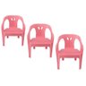 3 Cadeiras Mini Poltrona Infantil de Plástico Rosa - 1