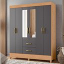 Ver imagem 4 de Guarda Roupa Casal Mobi 06 Portas com Espelho Freijo Titanium - Móveis Albatroz