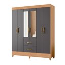 Ver imagem 1 de Guarda Roupa Casal Mobi 06 Portas com Espelho Freijo Titanium - Móveis Albatroz