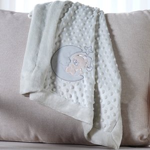 Manta Bebê Dots Camada Dupla de Plush 100x70 com Bordado