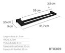 Ver imagem 3 de Toalheiro Duplo 60 Cm Inox Preto Fosco - Kromus Rt0309b