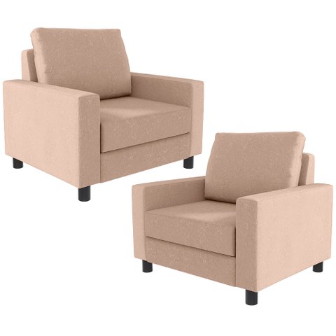 Kit 2 Poltronas Decorativas para e Recepção Malta L02 Linho Rosê - Lyam Decor