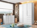 Ver imagem 1 de Quarto Completo com Guarda Roupa 3 Portas e 4 Gavetas + Cômoda 2 Portas e 4 Gavetas Pérola Branco
