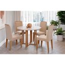 Ver imagem 1 de Conjunto: Mesa de Cozinha Flora C/ Tampo Madeirado 109cm e 4 Cadeiras Nicole Cinamomo/off White -