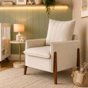 Ver imagem 1 de Poltrona de Amamentação Decorativa para Quarto de Bebê Pés Madeira Maciça Ternura