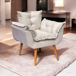 Poltrona Decorativa Reforçada para Sala Alice para Recepção Manicure Escritório Suede - 1