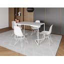 Ver imagem 1 de Mesa Industrial Base Ferro Branco em V Tampo 137x90 Branco 4 Cadeiras Eames Assento Branco Ferro B