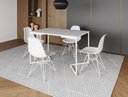 Ver imagem 1 de Mesa Industrial Base Ferro Branco em V Tampo 137x90 Branco 4 Cadeiras Eames Assento Branco Ferro B