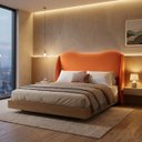 Ver imagem 1 de Cabeceira para Cama Box Estofada Persa Queen Size 160cm em Boucle Terracota  com Sapatas Plásticas