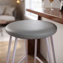 Ver imagem 4 de Kit 06 Assentos Redondo Banqueta Cadeira Estofados Poltronas H02 Corino Cinza 30 cm - Lyam Decor Ass