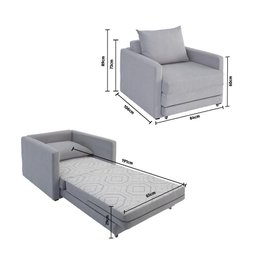 Poltrona Sofá Cama Solteiro 85cm Trento Cinza Estofama - 5