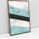 Ver imagem 1 de Quadro Decorativo em Canvas Geométrico Branco e Azul TaColado Moldura Flutuante 4,5cm Freijó 120 x 8