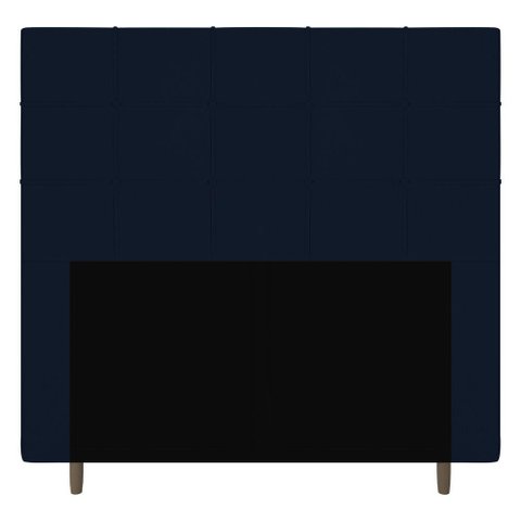 Cabeceira Cama Box Solteiro Leiria 90cm Veludo Azul Marinho