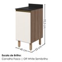 Ver imagem 2 de Balcão com Tampo 1 Porta MDF 40 cm Kali 1221822 Carvalho Toq Off White Nicioli