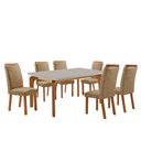 Ver imagem 1 de Mesa de Jantar Liz 180cm Tampo MDF Vidro Canto Copo com 6 Cadeiras Aline