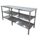 Ver imagem 4 de Mesa de Aço Inox Industrial 140x70x90 cm com 2 Prateleiras Plano Liso Nortinox