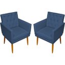 Ver imagem 1 de Kit 2 Poltrona Decorativa Para Sala De Estar Capitonê Suede Azul Marinho