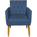 Ver imagem 3 de Kit 2 Poltrona Decorativa Para Sala De Estar Capitonê Suede Azul Marinho