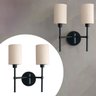 Arandela Dupla de Parede Fixa P/ Sala, Quarto, Corredor com Cúpula Bivolt - Preto Cup Bege - 1