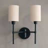 Arandela Dupla de Parede Fixa P/ Sala, Quarto, Corredor com Cúpula Bivolt - Preto Cup Bege - 5