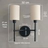 Arandela Dupla de Parede Fixa P/ Sala, Quarto, Corredor com Cúpula Bivolt - Preto Cup Bege - 2