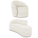 Ver imagem 1 de Sofá 2 Lugares Orgânico 140cm Morgan e Poltrona Lua Bouclê Off White D03 - D’Rossi