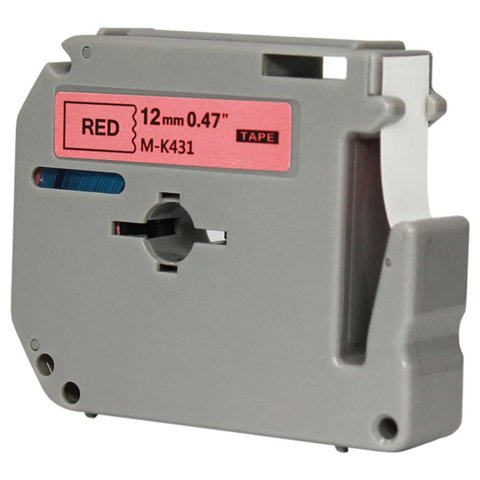 Fita para Rotulador Eletrônico Compativel com Brother M-k431 Mk431 12mmx8m Preto sobre Vermelho
