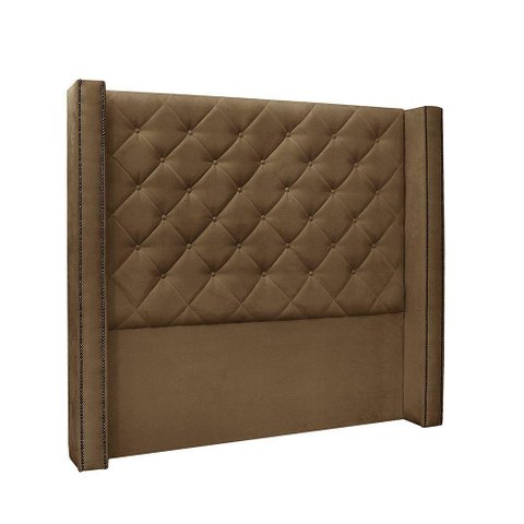 Cabeceira Cama Box Solteiro 90cm e Recamier Vicenza Suede S04 Cor Caramelo