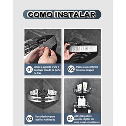 Suporte Prateleira Aço Inox Canto Porta Utensílio Multiuso Banheiro Cozinha - 10