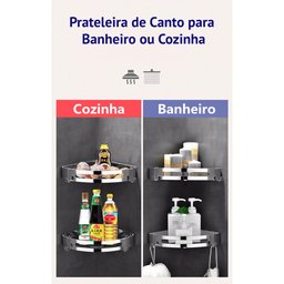 Suporte Prateleira Aço Inox Canto Porta Utensílio Multiuso Banheiro Cozinha - 3
