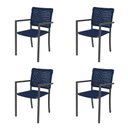 Ver imagem 1 de Kit 4 Cadeiras Marília Corda Náutica Base em Alumínio Premium Preto/azul Marinho