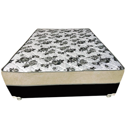 Cama Box Casal Suede Preto + Colchão Casal Suede Bege Orto Molas Ensacada 138x188x55