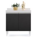 Ver imagem 2 de Armário de Cozinha Modulado de Canto 7 Peças Cp34 Balcão sem Tampo Branco-preto - Lumil