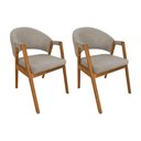 Ver imagem 1 de Kit 2 Cadeiras de Jantar Madeira Maciça Cerejeira Premium Helen Linho Bege