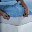 Ver imagem 5 de Kit Jogo de Lençol Queen Ponto Palito 400 Fios com Elástico e Fronhas 3 Peças:azul Piscina
