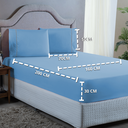 Ver imagem 7 de Kit Jogo de Lençol Queen Ponto Palito 400 Fios com Elástico e Fronhas 3 Peças:azul Piscina