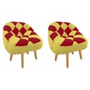 Ver imagem 1 de Kit 02 Poltrona Paloma Escritório Sala Pé Palito Suede Amarelo e Suede Vermelho - Dominic Decor
