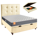 Ver imagem 1 de Conjunto Cama Box Bau Bege Casal + Colchão D23 Pro Inducol + Cabeceira