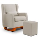 Ver imagem 1 de Poltrona de Amamentação e Descanso Zoe com Base Balanço e Puff Linho Bege - Desk Design