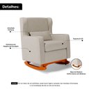Ver imagem 6 de Poltrona de Amamentação e Descanso Zoe com Base Balanço e Puff Linho Bege - Desk Design