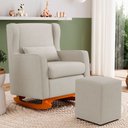Ver imagem 2 de Poltrona de Amamentação e Descanso Zoe com Base Balanço e Puff Linho Bege - Desk Design