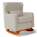Ver mais imagens de Poltrona de Amamentação e Descanso Zoe com Base Balanço e Puff Linho Bege - Desk Design
