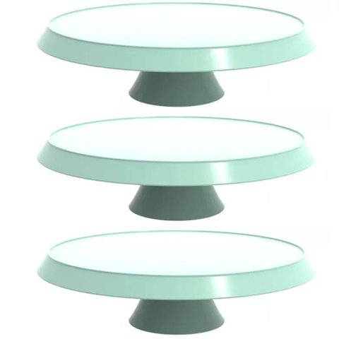 3 Cúpulas Plástico 30cm Bolos Tortas Doces Pratos Verde Menta Bubble Crippa