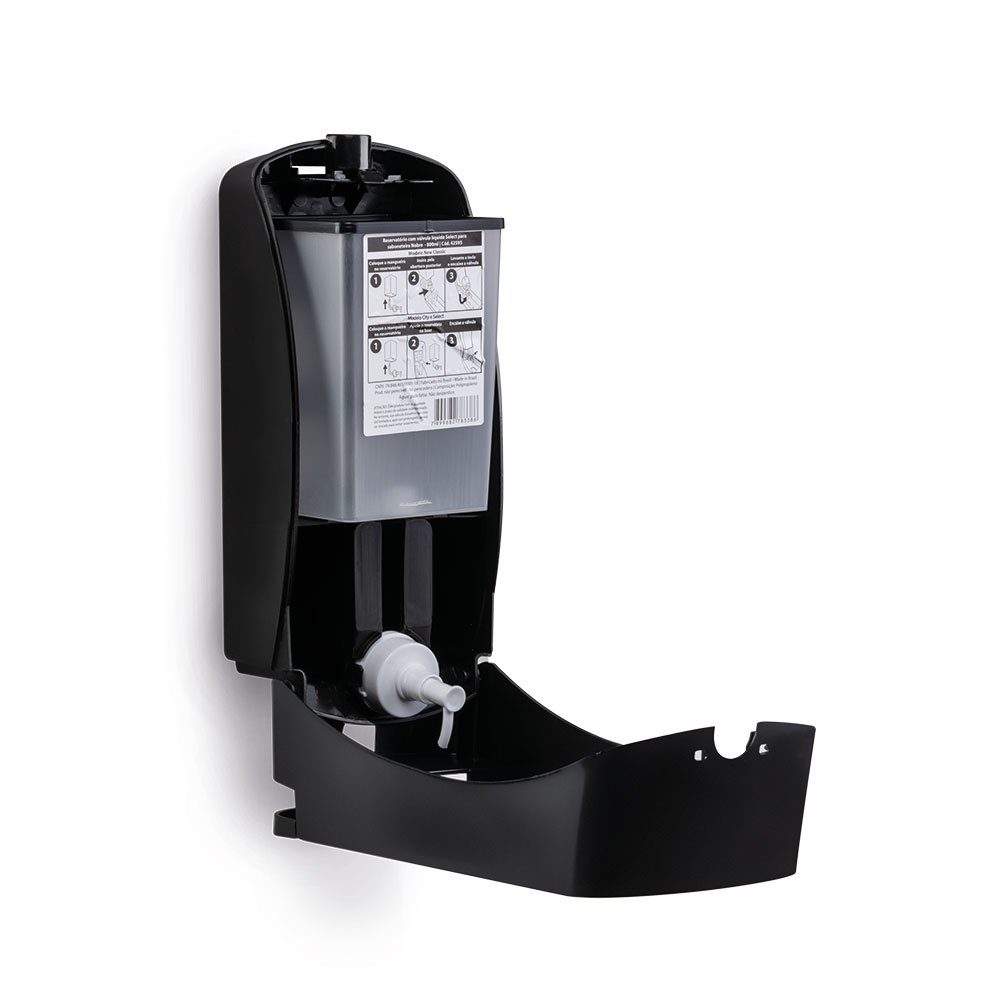 Dispenser sabonete / alcool liquido 800ml (c/ reserv.val. Xpro) inox preto - Select - Nobre - 2