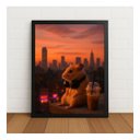 Ver imagem 1 de Quadro Decorativo Hamster com Fone e Café Ao Pôr do Sol