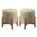 Ver imagem 1 de Kit 2 Puff Decorativo para Sala Redondo Luxo Dallas Corino:bege