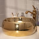 Ver imagem 6 de Cuba De Apoio Para Banheiro Redonda Louça Cerâmica 41 cm Morganita Pingoo.casa - Dourado