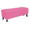 Ver imagem 3 de Recamier Baú Luis Xv Capitonê Retrô 160cm Suede Rosê Pés Madeira Mz Decor