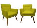 Ver imagem 1 de Kit 2 Poltronas Decorativa Onix Couro Amarelo Pés Madeira Ms Decor